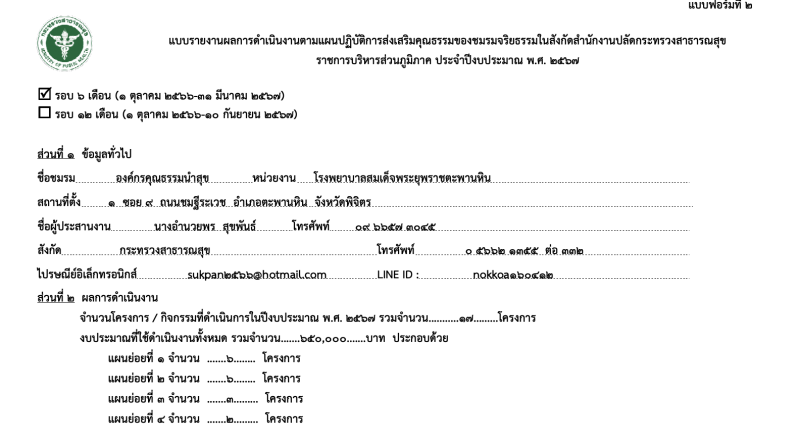 รายงานผลการดำเนินงานตามแผนปฏิบัติการส่งเสริมคุณธรรม รพร.ตะพานหิน